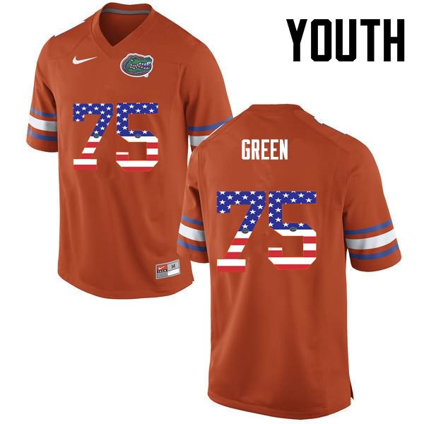 Youth NCAA Florida Gators Chaz Green #75 Stitched Authentic USA Flag Fashion Nike Orange College Football Jersey IVB1265WG